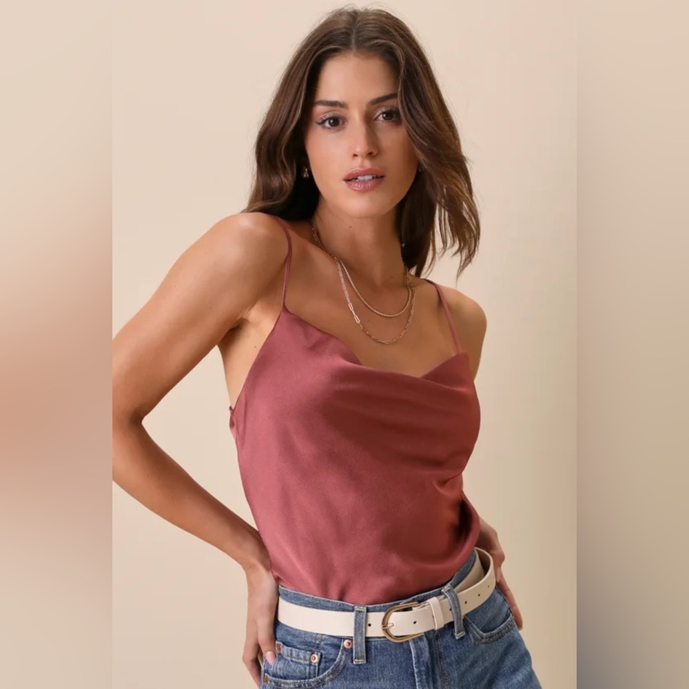 Lulus mauve cowl neck bodysuit (size S)